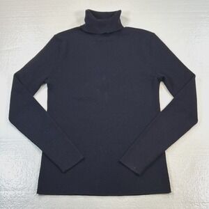 Polo Ralph Lauren Sweater Women's Medium Blue 100% Merino Wool Ribbed Mock